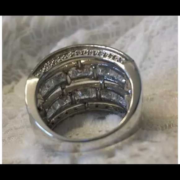 QVC Sterling Silver stamped Size 7 wide Diamond band - Picture 5 of 5
